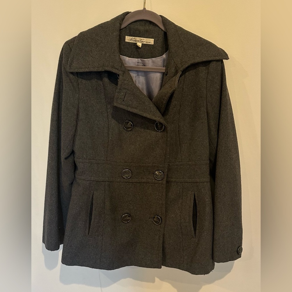 Kenneth Cole Classic Gray Double-Breasted Women's Coat Size 12
